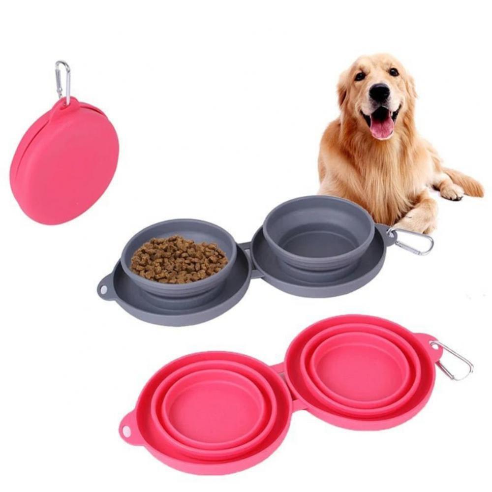 Foldable Double Bowl for Cats & Dogs – Travel & Spill-Proof - Pawfect Escape