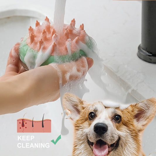 2-in-1 Pet Bathing & Grooming Brush with Soap Dispenser - Pawfect Escape