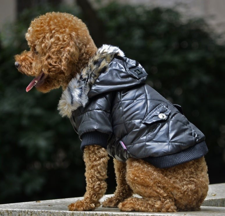 Stylish Winter Dog Coat with Fur Collar - Warm & Fashionable - Pawfect Escape