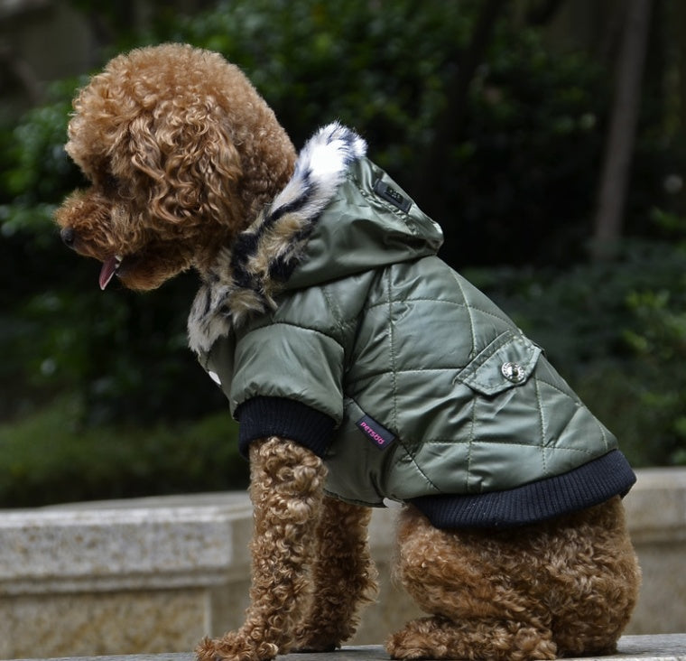Stylish Winter Dog Coat with Fur Collar - Warm & Fashionable - Pawfect Escape