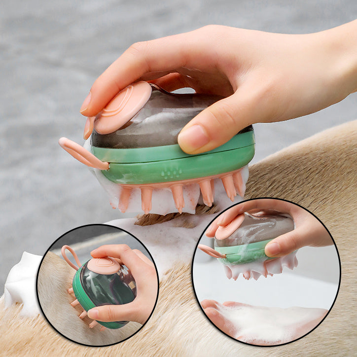 2-in-1 Pet Bathing & Grooming Brush with Soap Dispenser - Pawfect Escape