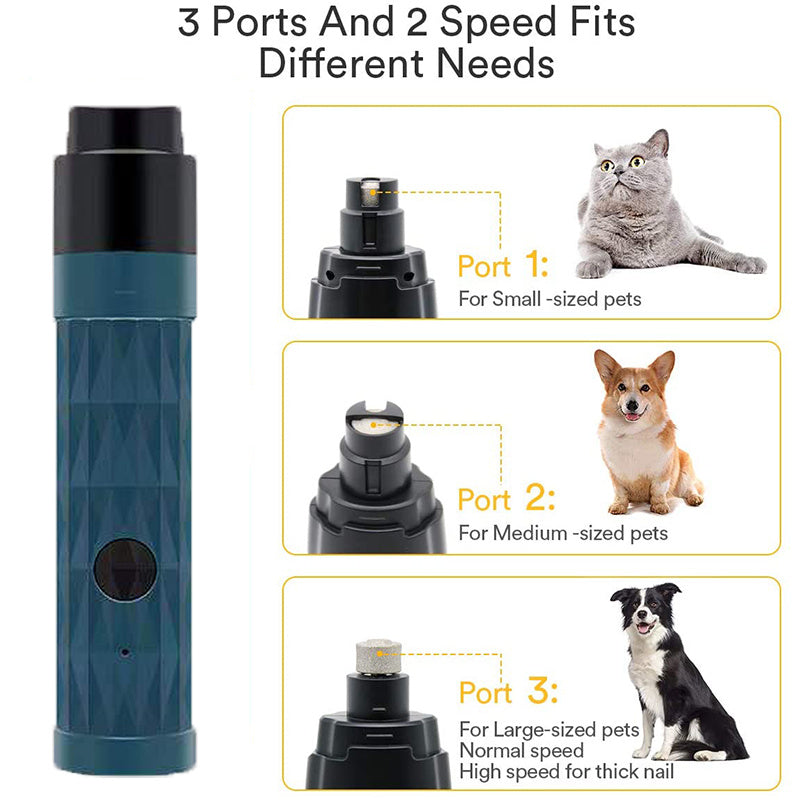 Electric Pet Nail Grinder with LED Light for Safe Claw Care - Pawfect Escape