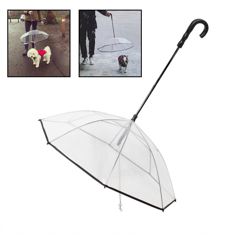 Clear Dog Umbrella with Leash – Stylish Rainy Day Walks - Pawfect Escape