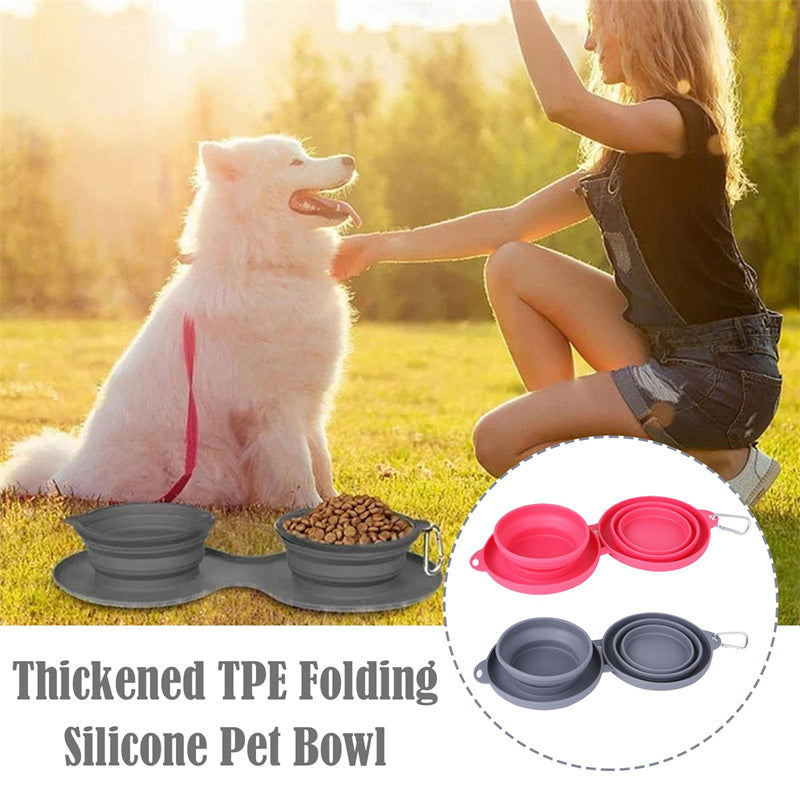 Foldable Double Bowl for Cats & Dogs – Travel & Spill-Proof - Pawfect Escape